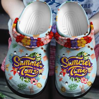 Flamingo Flower Summer Time Gift For Lover Rubber Clog Shoes Comfy Footwear - Monsterry DE