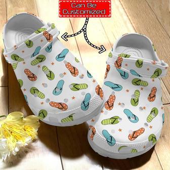 Flip Flops - Personalized Flip Flops Pattern Clog Shoes For Men And Women - Monsterry