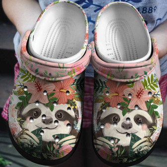 Floral Sloth Shoes - Cute Animal In Flower Clogs Gift - Monsterry