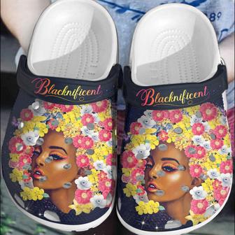 Flower Black Girl Cute Custom Shoes Thanksgiving Gifts Autumn - Full Of Flower Black Queen Beach Shoe Birthday Gift For Women Girl - Monsterry AU