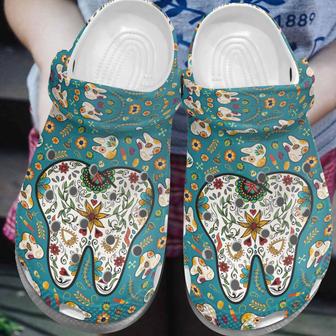 Flower Teeth Shoes - Cute Tooth Pattern Dentist Custom Shoe Birthday Gift For Boy Girl Men Women - Monsterry DE