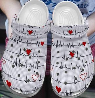 Free Heartbeat Shoes For Nurse Doctor - Red Heart Clogs - Monsterry CA