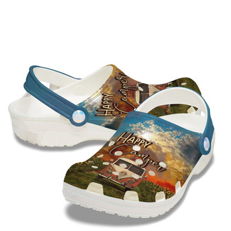 Free Hippie Bus Vector Clog Shoes Men Women - Happy Camper Shoes Clogbland Clog Gifts For Son Daughter - Monsterry
