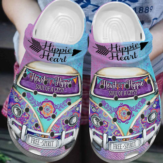 Free Spirit Shoes - Bus Hippie Heart Clogbland Clog Gifts For Women - Hippie-Heart - Monsterry
