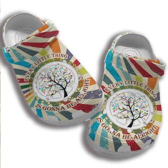 Free Tree Hippie Everything Gonna Be Alright Gift For Lover Rubber Clog Shoes Comfy Footwear - Monsterry UK