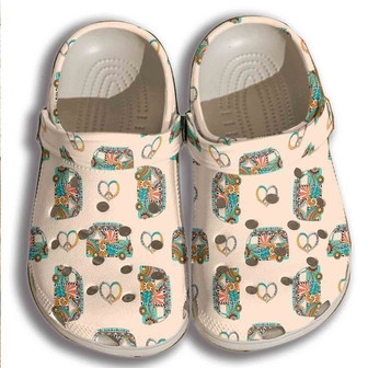 Funny Hippie Car Clog Shoes Women - Bus Peace Shoes Clogbland Clog Gifts For Girl Daughter Niece - Monsterry