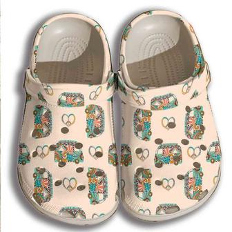 Funny Hippie Car Croc Shoes Women - Bus Peace Shoes Crocbland Clog Gifts For Girl Daughter Niece - Monsterry