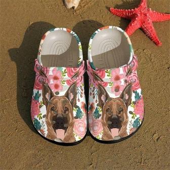 German Shepherd Dog Flower Personalized 7 Gift For Lover Rubber Clog Shoes Comfy Footwear - Monsterry