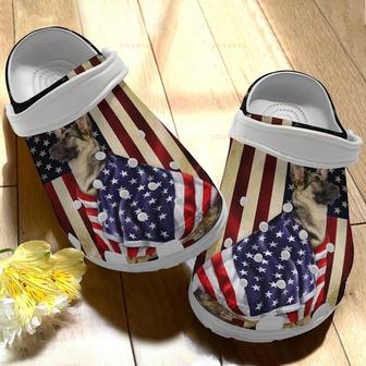German Shepherd Flag Us Gift For Lover Rubber Clog Shoes Comfy Footwear - Monsterry