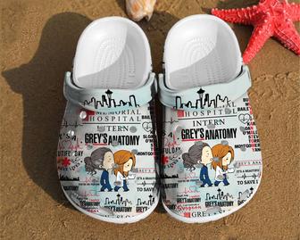 Grey Anatomy Nurse Pattern Comfortable Gift For Lover Rubber Clog Shoes Comfy Footwear - Monsterry