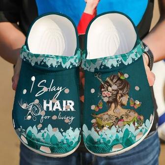 Hairstylist I Slay Hair For Living For Men And Women Gift For Fan Classic Water Rubber Clog Shoes Comfy Footwear - Monsterry DE