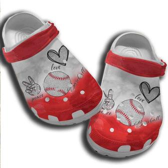Hand Heart Baseball Ball Shoes Clogs For Batter Girl - Peace Love Baseball Custom Shoes Clogs - Monsterry UK