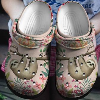 Hanging Sloth Flower Shoes - Lovely Garden Custom Shoes Birthday Gift For Men And Women - Monsterry DE