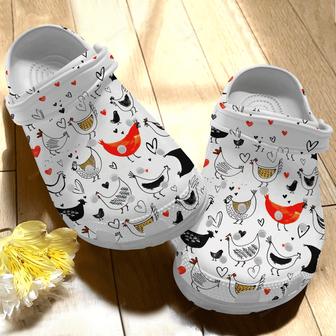 Happy Chicken Art Funny 17 Gift For Lover Rubber Clog Shoes Comfy Footwear - Monsterry