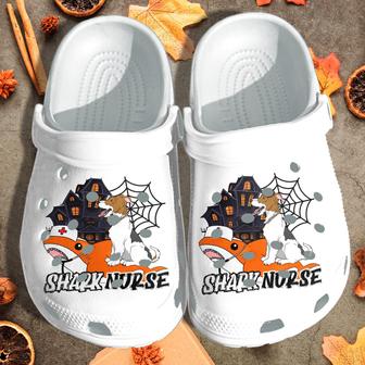 Happy Dog Sitting On Shark Nurse Custom Shoes - Happy Halloween Beach Shoes Birthday Gift For Men Women - Monsterry UK