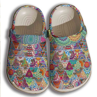Hippie Bohemian Pattern Clog Shoes Men Women - Free Flower Shoes Clogbland Clog Gifts For Mother Day - Monsterry