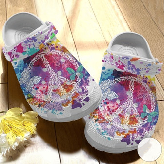 Hippie Butterfly Watercolor Gift For Lover Rubber Clog Shoes Comfy Footwear - Monsterry