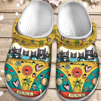 Hippie Cats Custom Shoes - Peace Hippie Outdoor Shoes Birthday Gift For Boy Girl Daughter Son - Monsterry UK