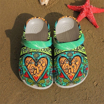 Hippie Follow Your Heart Rubber Clog Shoes Comfy Footwear - Monsterry