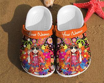 Hippie Girl Comfortable Women Classic Style Birthday Custom Clog Shoes Comfy Footwear - Monsterry CA