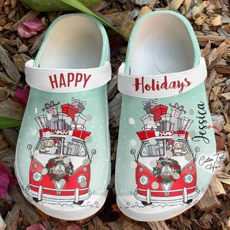 Hippie - Hippie Personalized Happy Holidays Clog Shoes For Men And Women - Monsterry CA