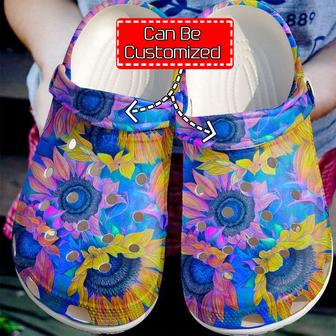 Hippie - Hippie Sunflower Colorful Clog Shoes For Men And Women - Monsterry CA