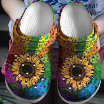 Hippie Sunflower Colorful Gift For Lover Rubber Clog Shoes Comfy Footwear - Monsterry