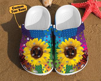 Hippie - Sunflower Hippie Pattern Girl Classic Style Birthday Clog Shoes For Men And Women - Monsterry UK