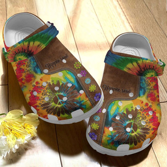 Hippie Sunflower Rubber Clog Shoes Comfy Footwear - Monsterry