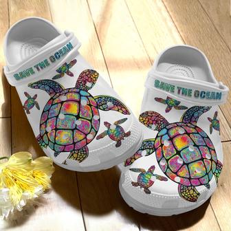 Hippie Trippy Turtle Girl Shoes - Save The Ocean Shoes Crocbland Clog For Women Man - Monsterry