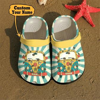 Hippie - Vintage Hippie Van Personalized Clog Shoes For Men And Women - Monsterry
