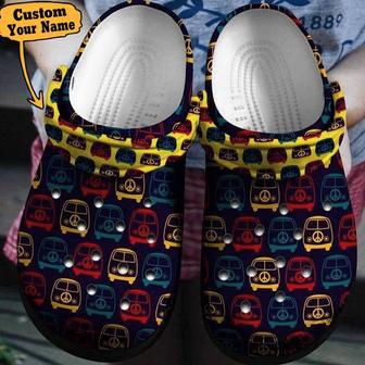 Hippie Vintage Mini Van Personalized Clog Shoes Hippie - Monsterry