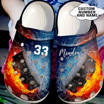 Hockey - Personalized Fire And Water Clog Shoes For Men And Women - Monsterry