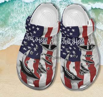 Hook Fishing America Flag Clog Shoes Men Women- Hook Fish 4Th Of July Usa Flag Shoes Clog Clogs Customize Name - Monsterry