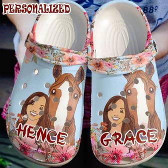 Horse And Cowgirl Gift For Fan Classic Water Rubber Clog Shoes Comfy Footwear - Monsterry DE