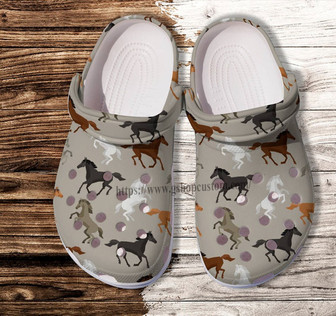 Horses Camo Pattern Clog Shoes Gift Men Women- Horses Camouflage Funny Shoes Clog Clogs - Monsterry