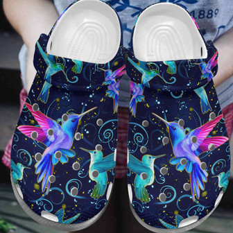 Hummingbirds In The Night Light Shoes - Hummingbird Flower Couple Outdoor Shoes Birthday Gift For Women Men - Monsterry