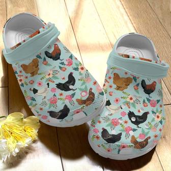 I Love Chickens Croc Shoes For Girl Birthday - Chickens Flowers Shoes Crocbland Clog - Monsterry