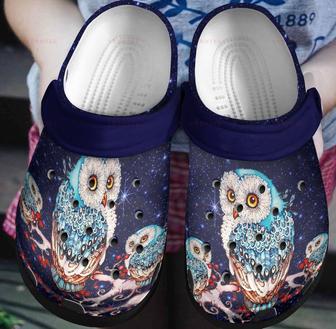 I Love Couple Owl Dark Night Gift For Lover Rubber Clog Shoes Comfy Footwear - Monsterry AU
