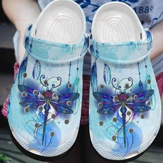 I Love Dragonfly Blue Gift For Lover Rubber Clog Shoes Comfy Footwear - Monsterry