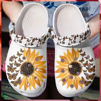 Immemse Butterflies With Sunflowers For Lover Rubber Clog Shoes Comfy Footwear - Monsterry AU
