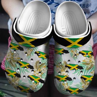 Jamaica Map And Flower For Men And Women Rubber Clog Shoes Comfy Footwear - Monsterry