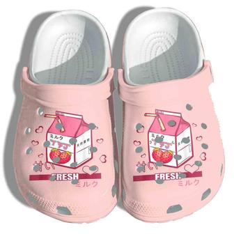 Japanese Fresh Juice Strawberry Gift For Lover Rubber Clog Shoes Comfy Footwear - Monsterry DE
