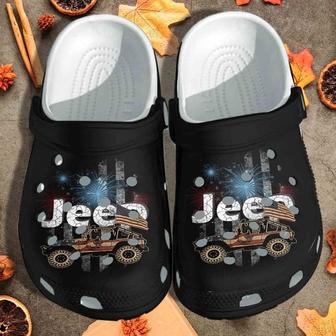 Jeep Car American Flag Gift Rubber Clog Shoes Comfy Footwear | Favorety AU