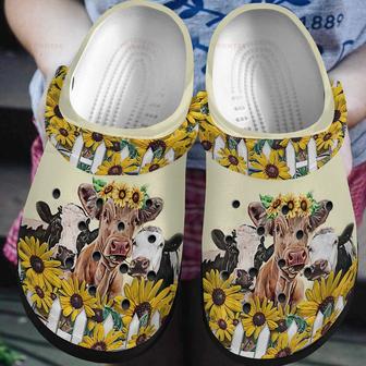 Just Love Cows Sunflower Gift For Lover Rubber Clog Shoes Comfy Footwear - Monsterry UK