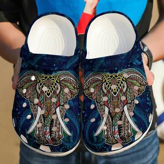 King Elephant Mandala 102 Gift For Lover Rubber Clog Shoes Comfy Footwear - Monsterry