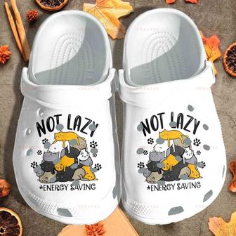 Lazy Cat Clog Shoes - Not Lazy Energy Saving White Gift For Lover Rubber Clog Shoes Comfy Footwear - Monsterry CA