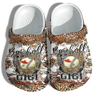 Leopard Skin Baseball Gigi Shoes Gift For Grandma - Baseball Grandma Shoes Croc Clogs Mother Day - Monsterry UK