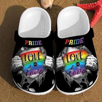 Lgbt Pride Love Is Love Lgbt Pride Rainbow Lgbt Rubber Clog Shoes Comfy Footwear - Monsterry AU