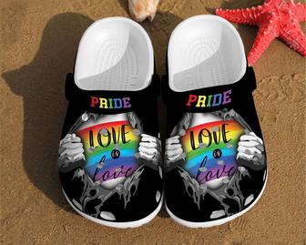 Lgbt Pride Love Is Rainbow Rubber Clog Shoes Comfy Footwear - Monsterry DE